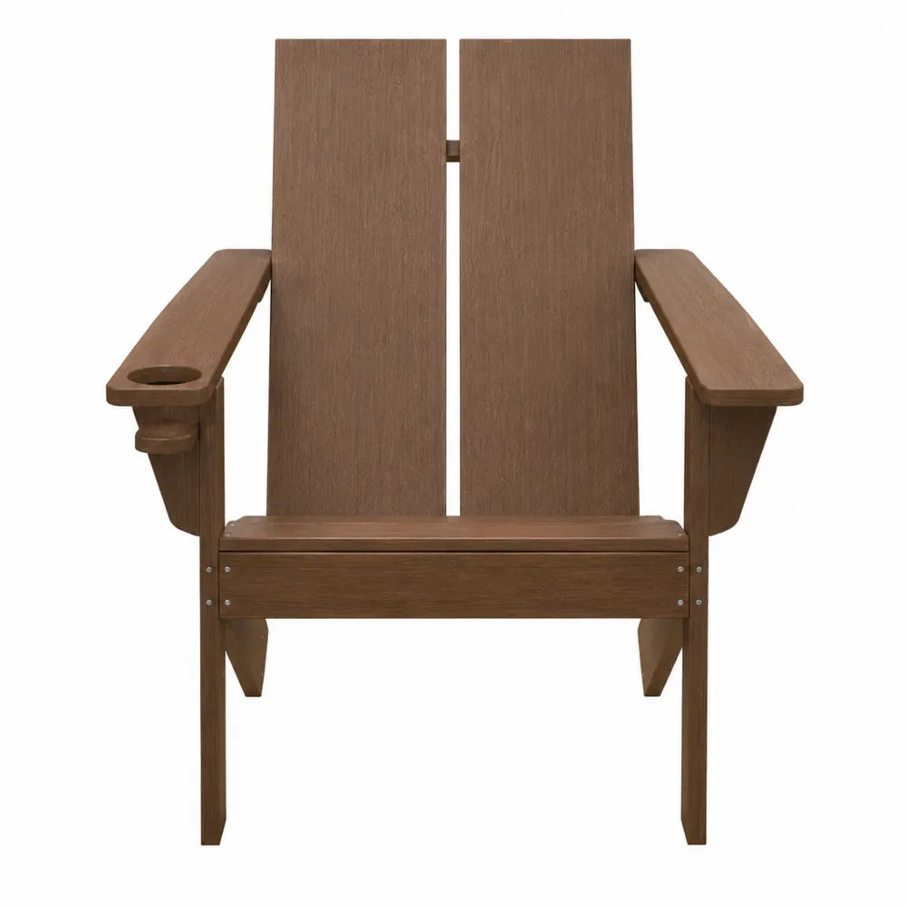 Silla de Madera Exterior Marrón con Porta Bebidas