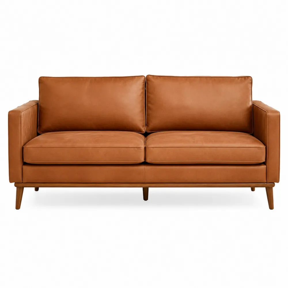 Sofá de 3 plazas en cuero sintético marrón 210x85x85 cm