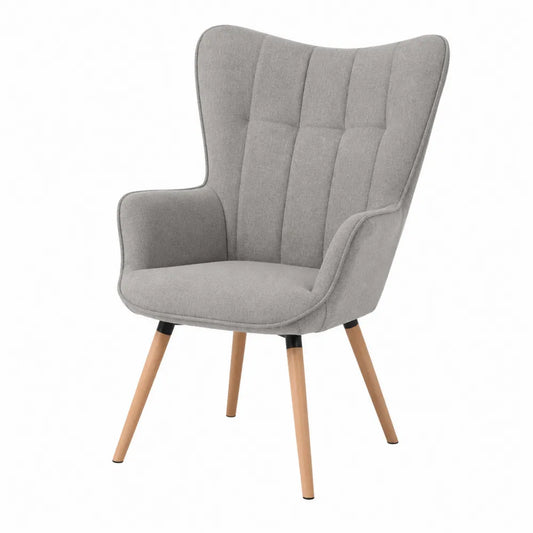 Silla de Tela de Poliéster Gris con Patas de Madera de Haya