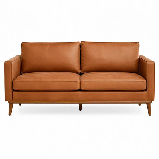 Sofá de 3 plazas en cuero sintético marrón 210x85x85 cm