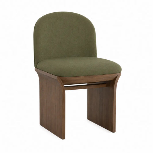 Silla de comedor de madera con tapicería verde